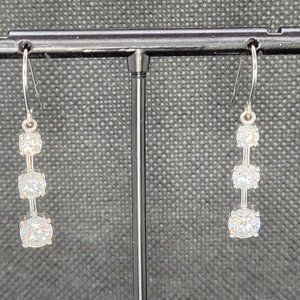 Sterling Silver 925 and Cubic Zirconia CZ Bar Drop Earrings